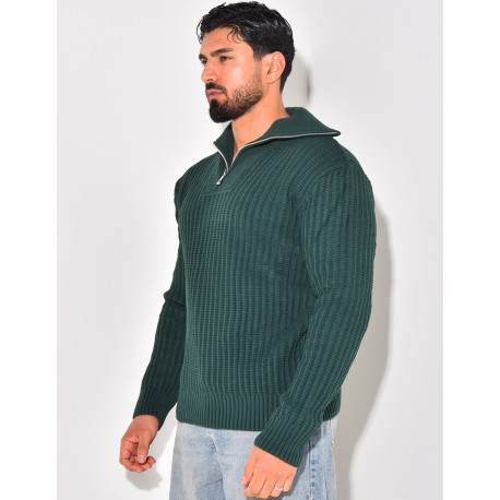 Pull en laine à col zip