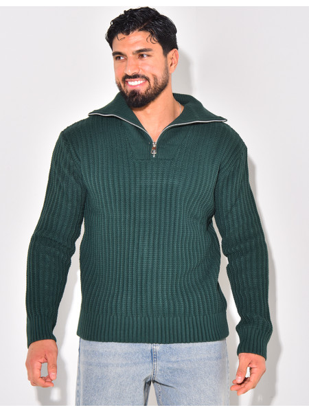 Pull en laine à col zip