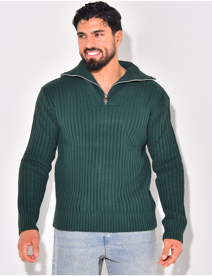 Pull en laine à col zip