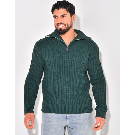 Pull en laine à col zip