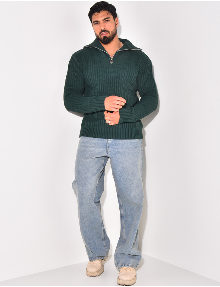 Pull en laine à col zip
