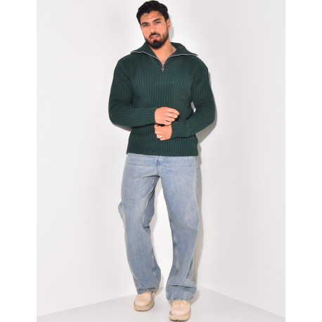 Pull en laine à col zip
