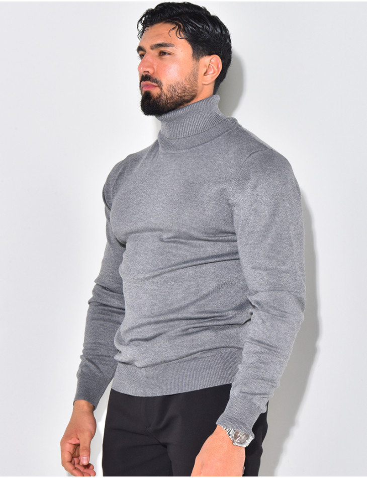 Pull fin col roulé