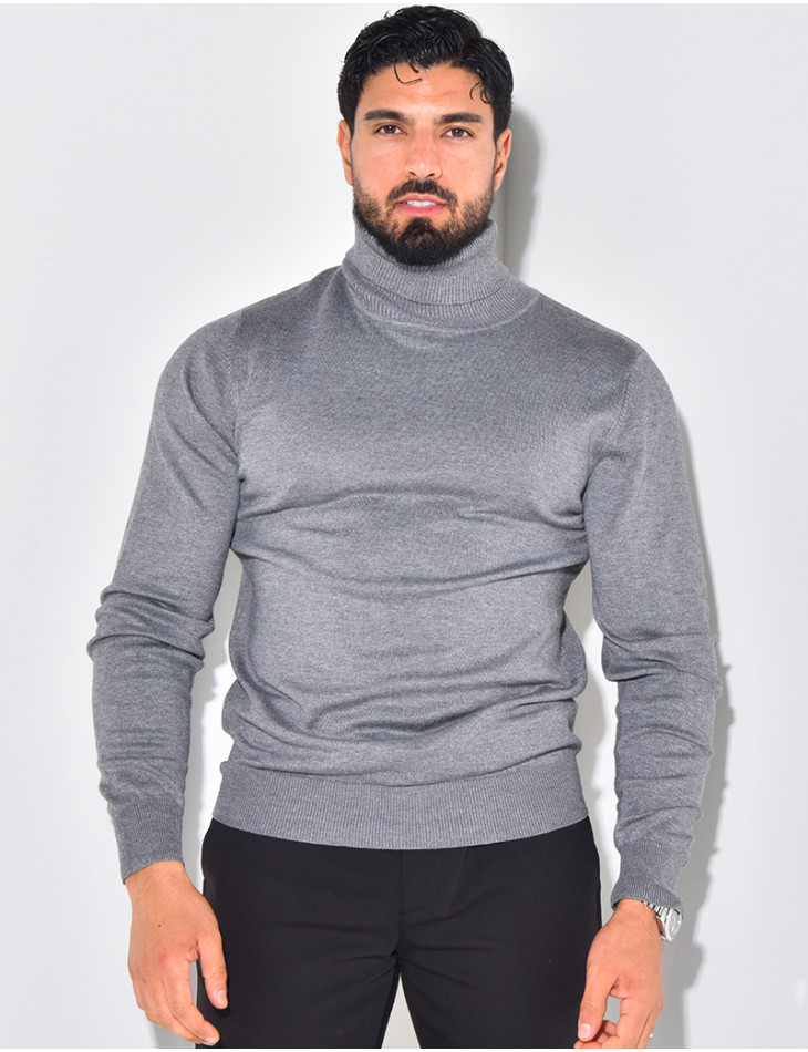 Pull fin col roulé