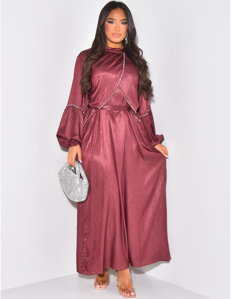 Abaya à strass et ceinture...