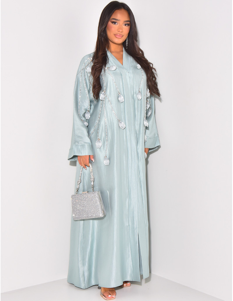 Abaya in shiny satin with...