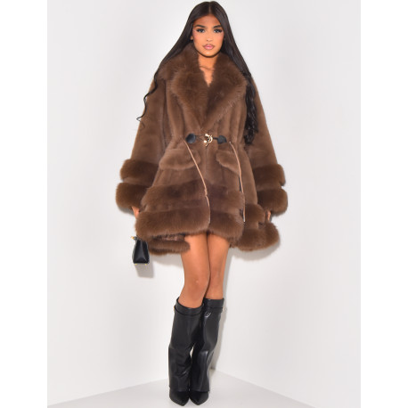Lockerer Mantel mit Premium-Fake Fur