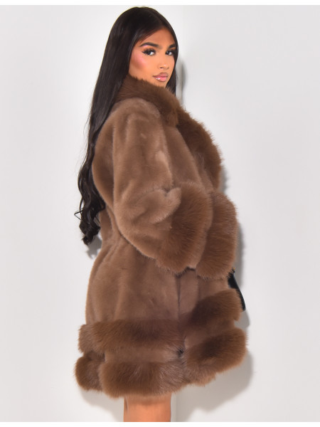 Lockerer Mantel mit Premium-Fake Fur