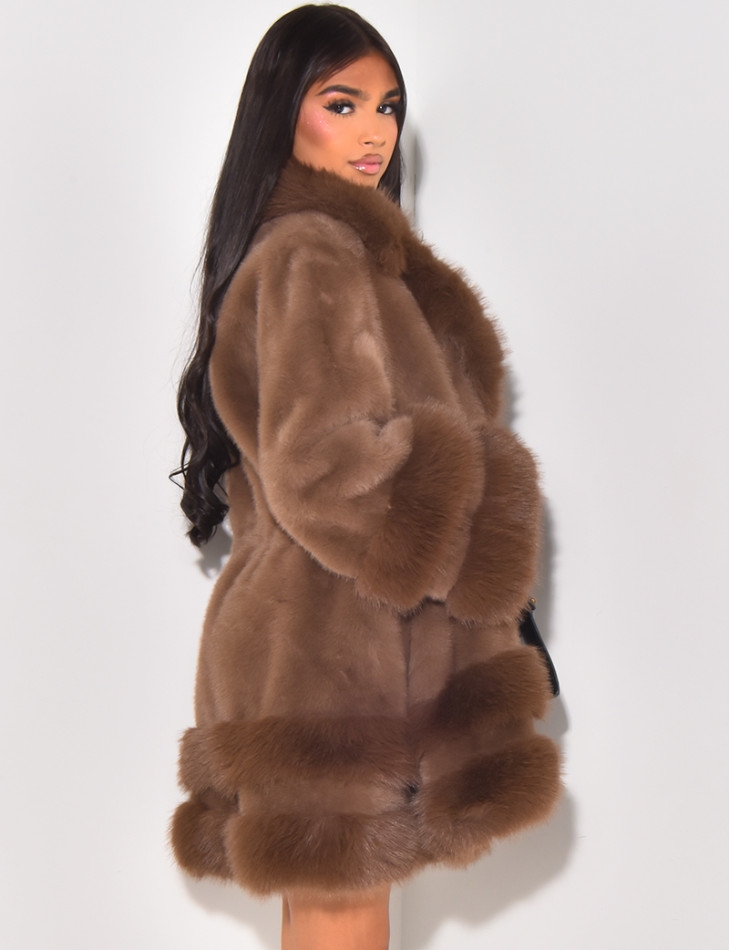 Lockerer Mantel mit Premium-Fake Fur