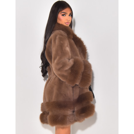 Lockerer Mantel mit Premium-Fake Fur