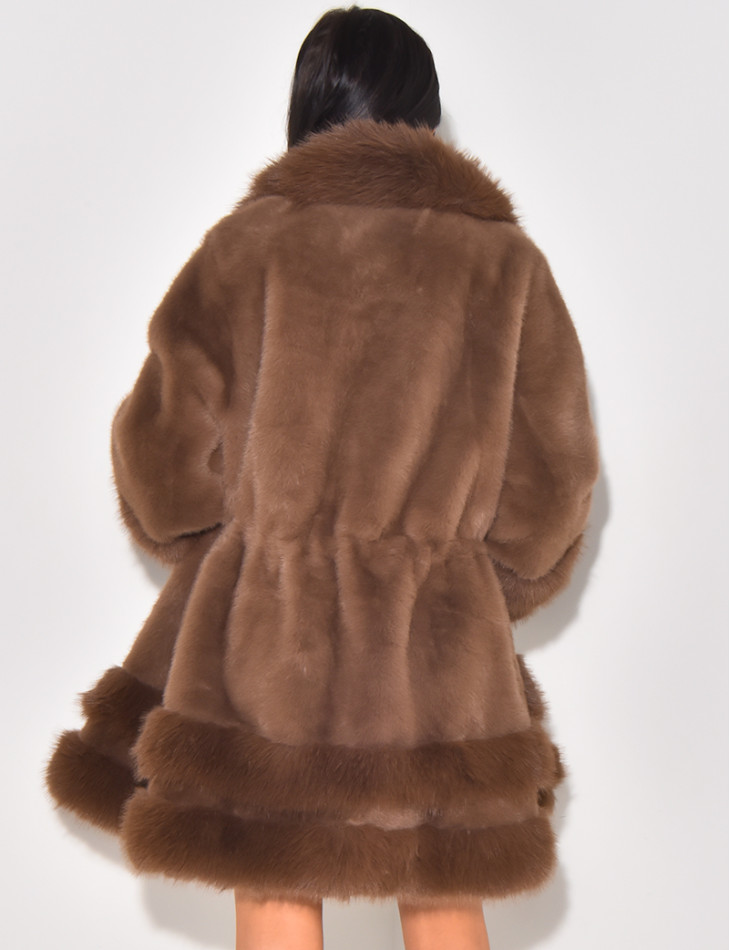 Lockerer Mantel mit Premium-Fake Fur