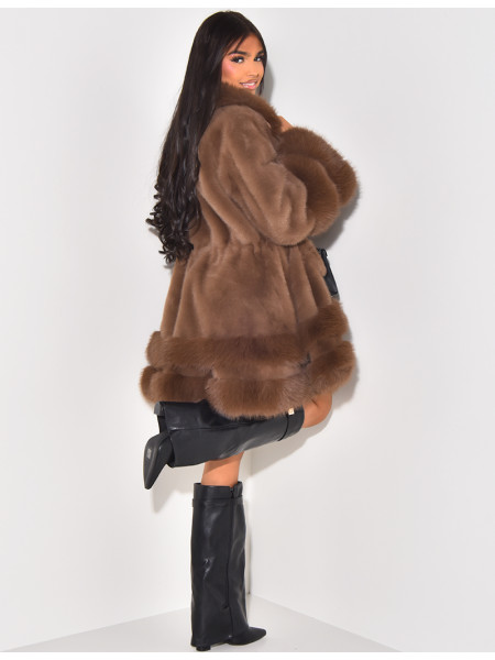 Lockerer Mantel mit Premium-Fake Fur