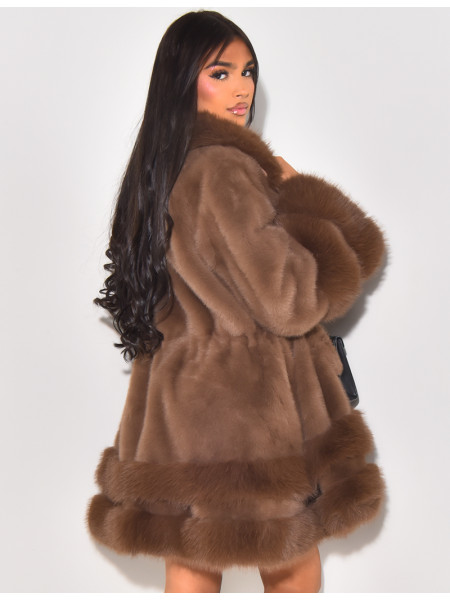 Lockerer Mantel mit Premium-Fake Fur
