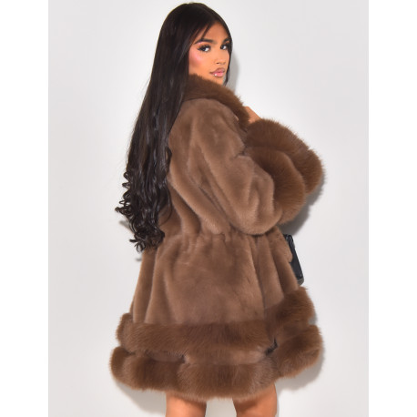 Lockerer Mantel mit Premium-Fake Fur