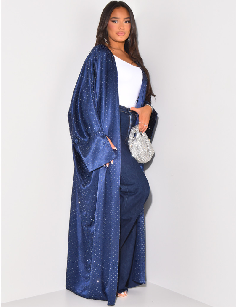 Kimono en satin à strass