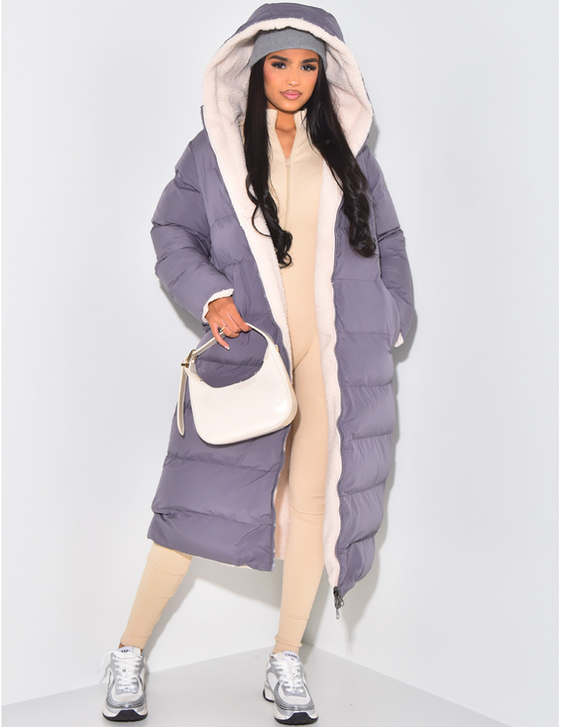 Long reversible quilted...