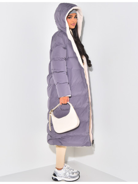 Lange, wendbare, gesteppte Daunenjacke