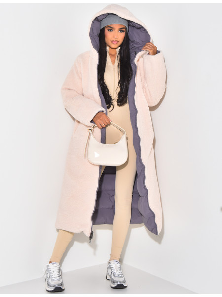 Lange, wendbare, gesteppte Daunenjacke