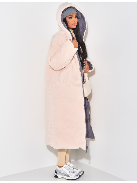 Lange, wendbare, gesteppte Daunenjacke