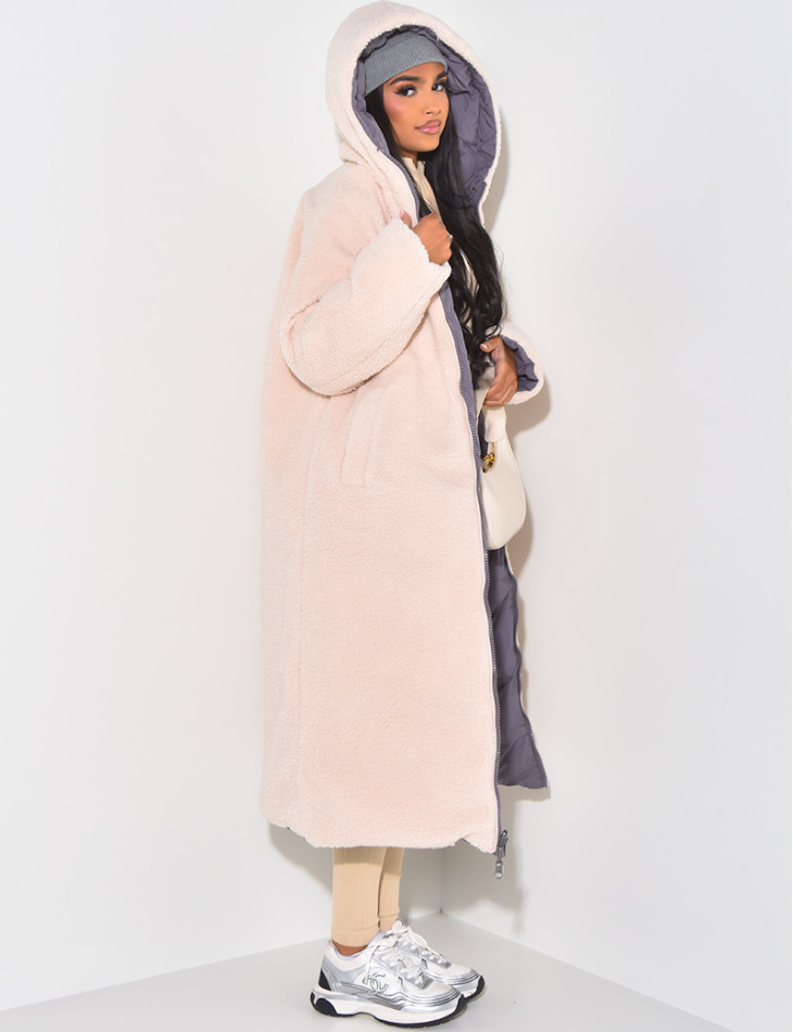 Lange, wendbare, gesteppte Daunenjacke