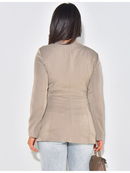 Blazer with round collar slit at the bottom