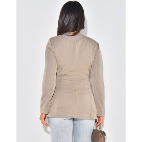 Blazer with round collar slit at the bottom