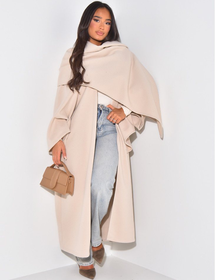 Long, thick kimono set with matching scarf