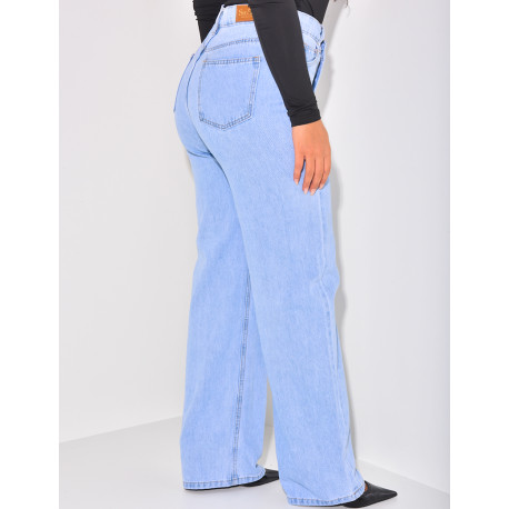 Jeans coupe droite à boutonnière croisée