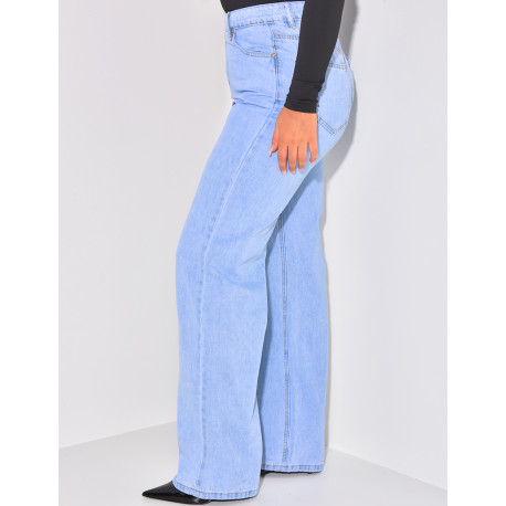 Jeans coupe droite à boutonnière croisée