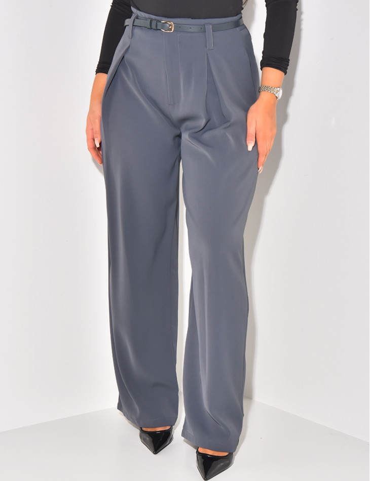 Pantalon de tailleur à pinces à ceinture