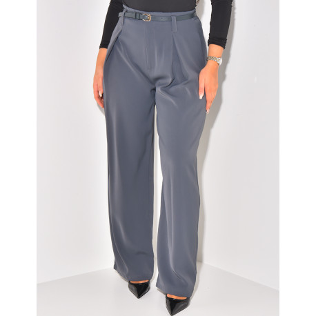 Pantalon de tailleur à pinces à ceinture