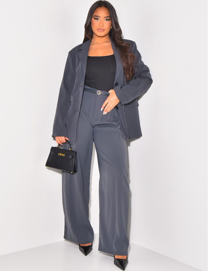 Belted tailored trousers with darts