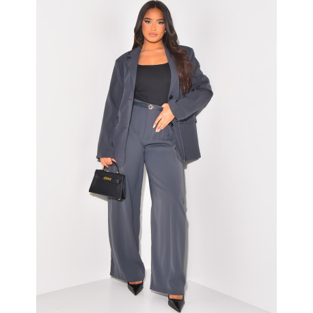 Belted tailored trousers with darts