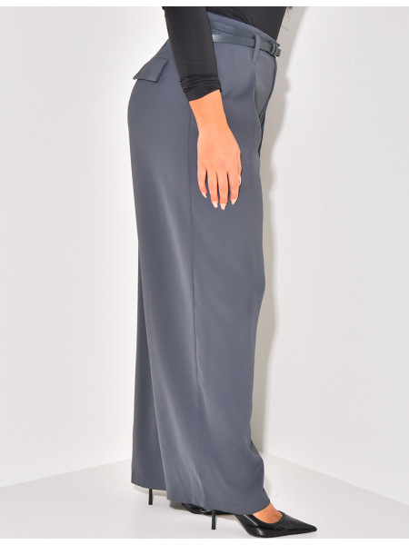 Pantalon de tailleur à pinces à ceinture