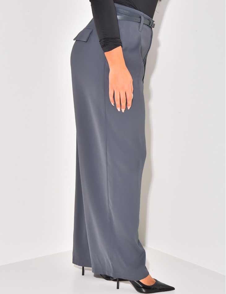 Pantalon de tailleur à pinces à ceinture