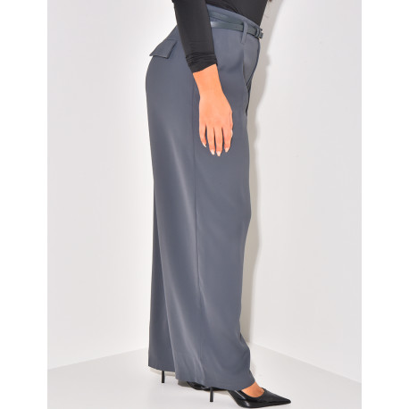 Pantalon de tailleur à pinces à ceinture