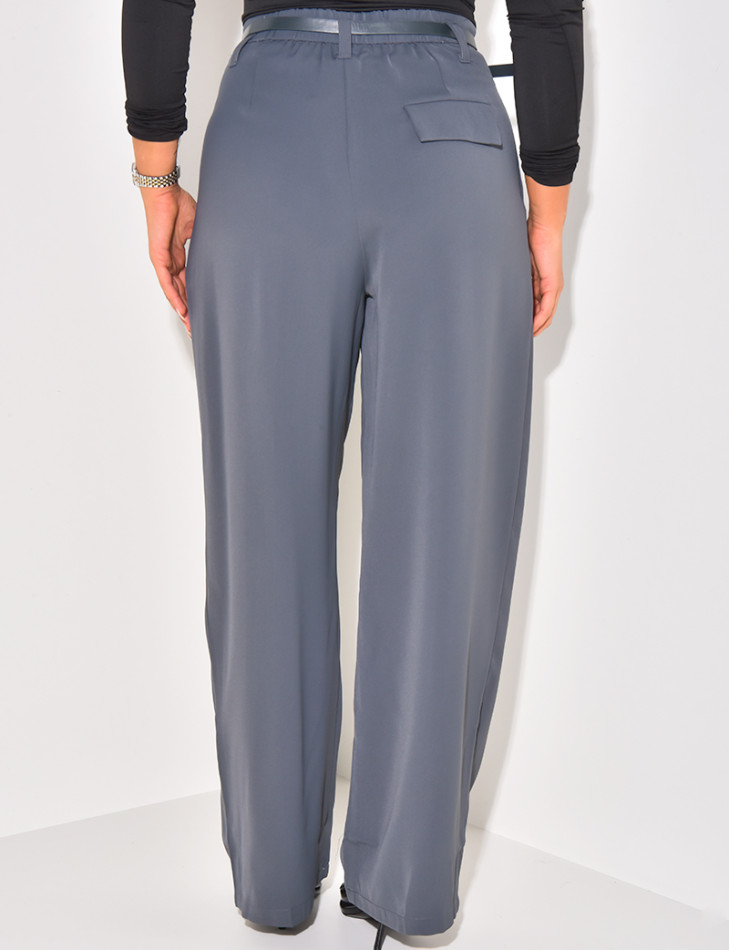 Pantalon de tailleur à pinces à ceinture