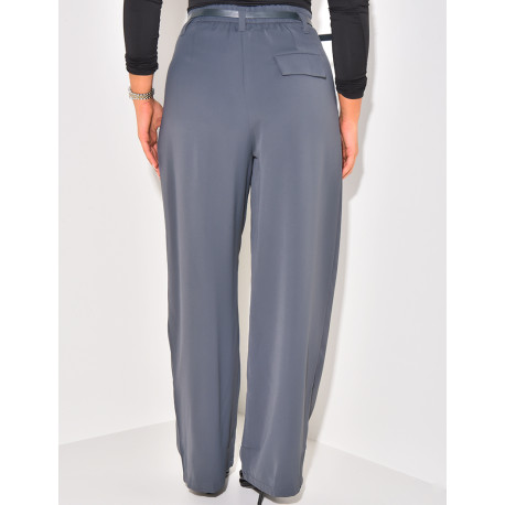 Pantalon de tailleur à pinces à ceinture