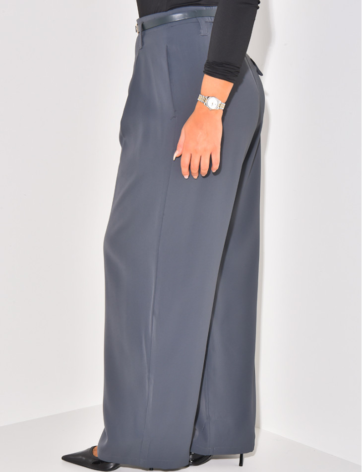 Pantalon de tailleur à pinces à ceinture