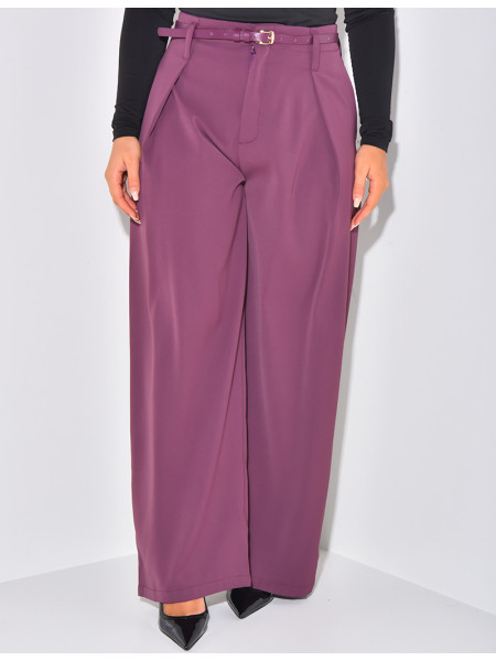 Pantalon de tailleur à pinces à ceinture