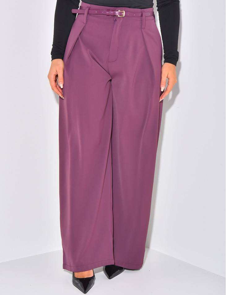 Pantalon de tailleur à pinces à ceinture