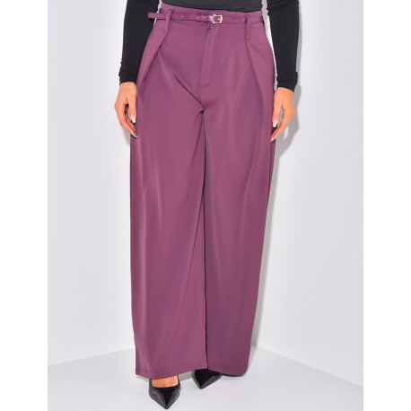 Pantalon de tailleur à pinces à ceinture