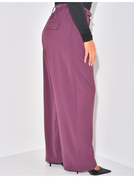 Pantalon de tailleur à pinces à ceinture