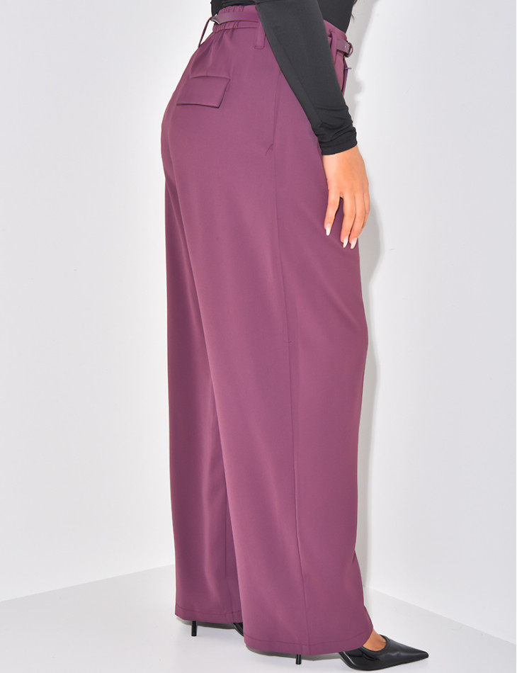 Pantalon de tailleur à pinces à ceinture