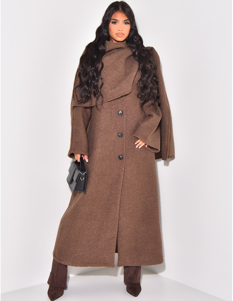 Manteau Long en Maille Bouclée