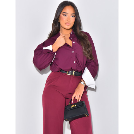 Oversized shirt with contrasting lapels