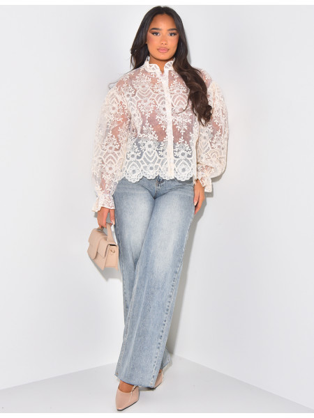 Embroidered lace blouse