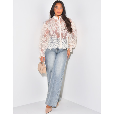 Embroidered lace blouse