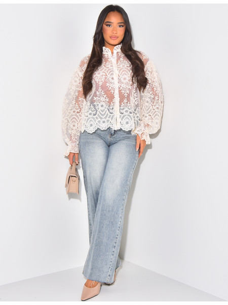 Embroidered lace blouse