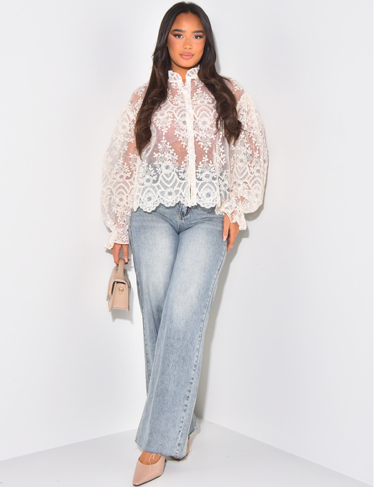 Embroidered lace blouse
